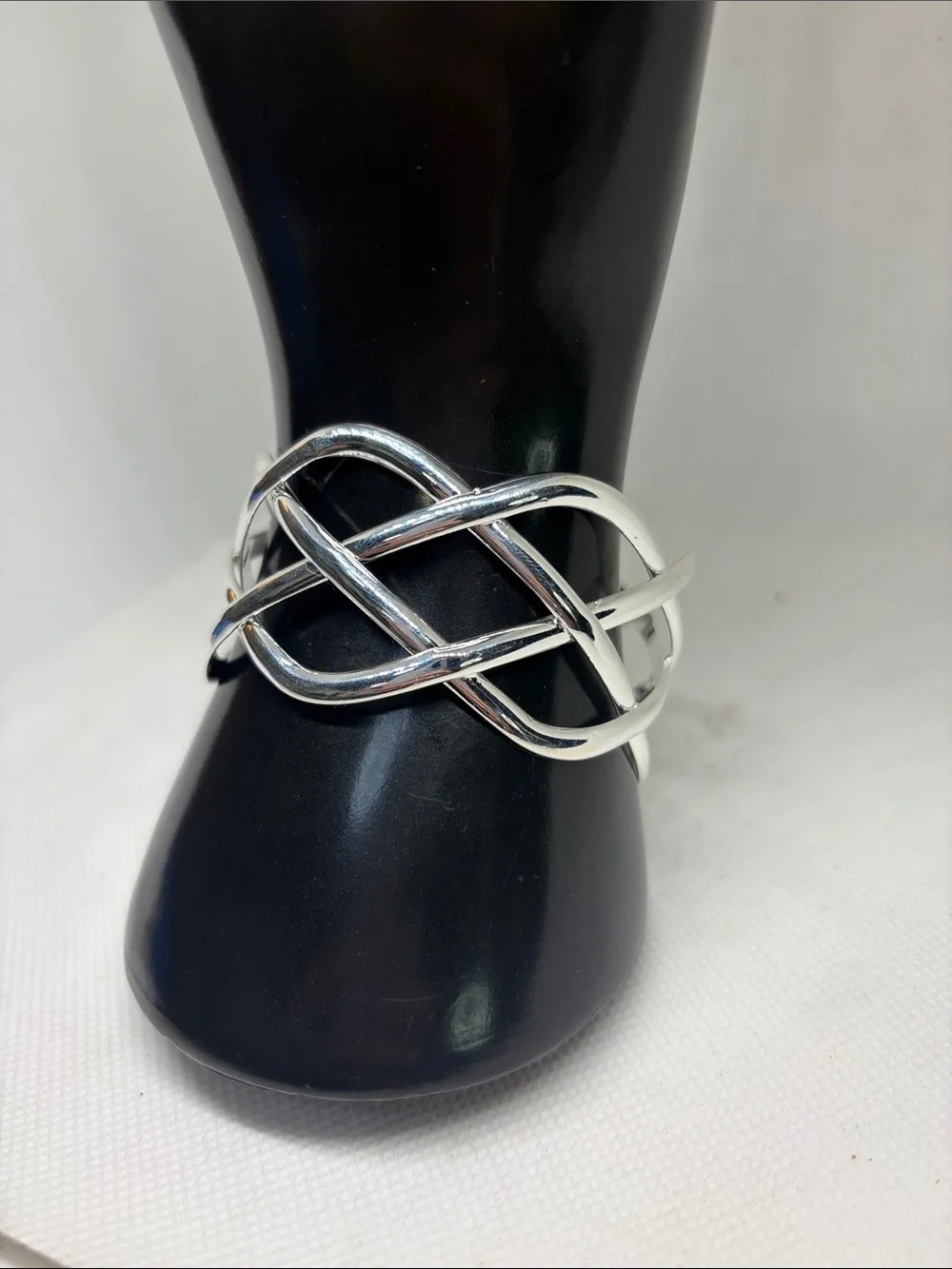 Sterling Silver Woven Pretzel Open Cuff Bracelet - Picture 2 of 8